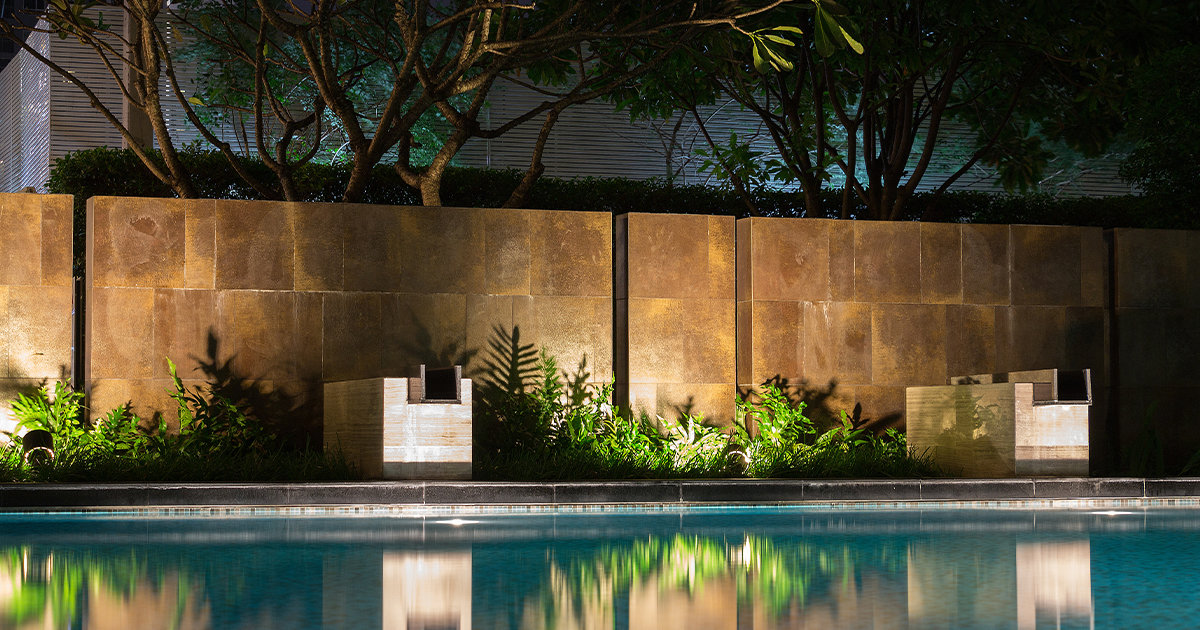Moonlight lighting beside pool